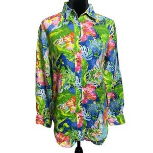 Lauren Ralph Lauren Black Label Linen Vibrant Floral Button Down Shirt